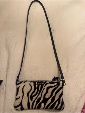 Zebra-Print Crossbody Bag in Black and White